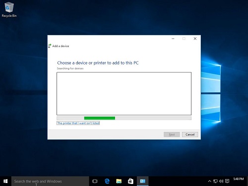 Windows 10 add device window