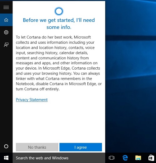 Cortana before we get started, agree to terms