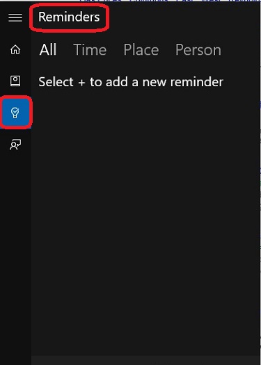 Cortana reminder section