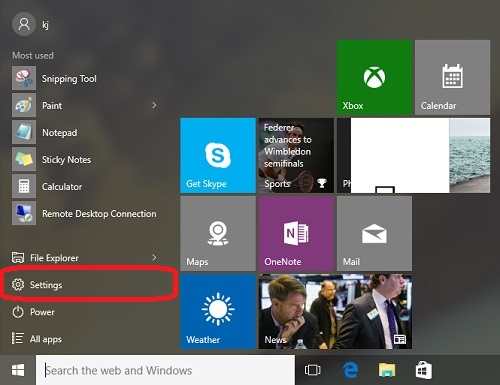 Windows 10 Desktop, settings
