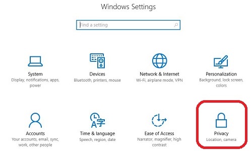 Windows 10 Settings, Privacy