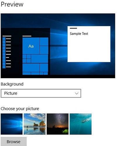 Windows 10 Background options