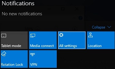 Windows 10 Notifications window