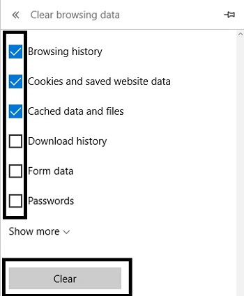 Microsoft Edge Browsing Data Choices