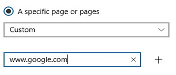Microsoft Edge Start Page options