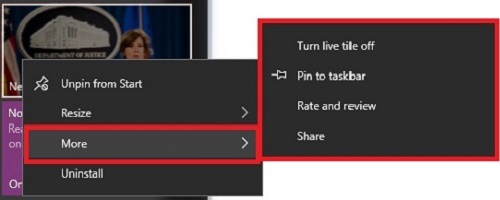 Windows 10 Start Menu Manage Live Tile