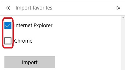 Microsoft Edge Import Favorites, Choices