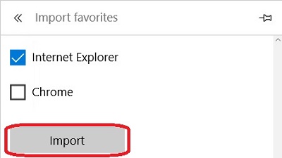 Microsoft Edge Favorites, Import