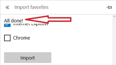 Microsoft Edge Import Favorites, All Done