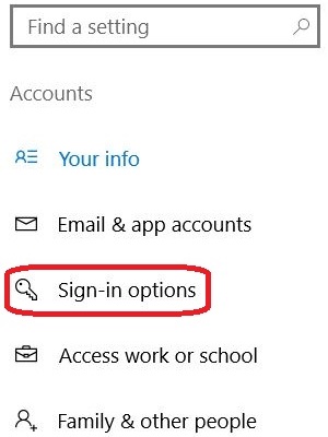 Windows Sign In Options