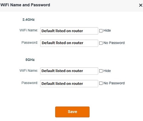 WiFi Name and Password