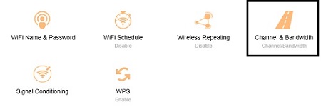 Tenda Wireless Settings Menu, Channel and Bandwidth
