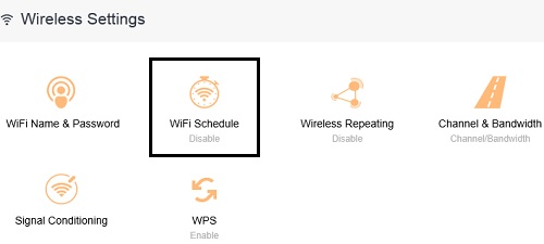 Tenda Wireless Settings, WiFi Schedule