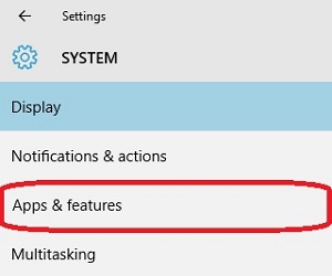 Windows 10 System Settings, Apps and Features
