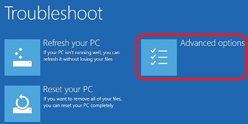 Windows 10 Troubleshooting Startup, Advanced Options