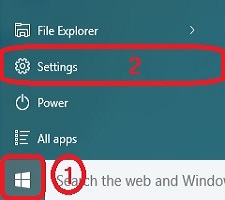 Windows 10 Start Button, Settings