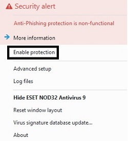 ESET Pause Protection, Confirmation