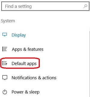 Windows 10 System Settings, Default Apps