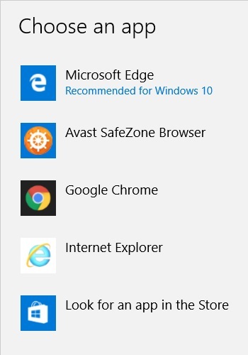 Windows 10 Choose App