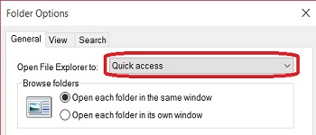 Windows 10 File Explorer options