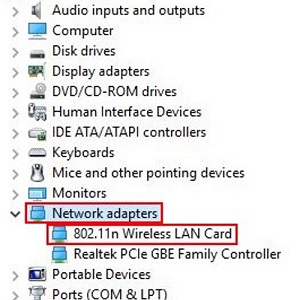 Windows 10 Device Manager, Selected Device