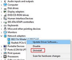 Windows 10 Selected Device, Uninstall