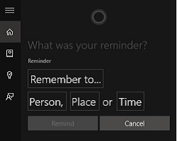 Cortana Reminder entry