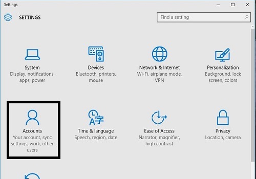 Windows 10 Settings, Accounts