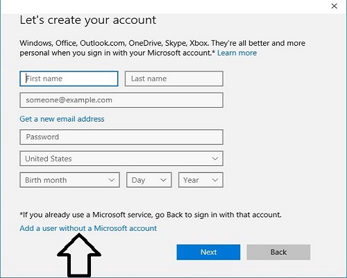 Windows 10 Other User, Microsoft Account