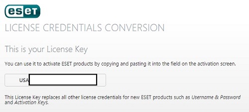 ESET License Credentials Conversion, License Key