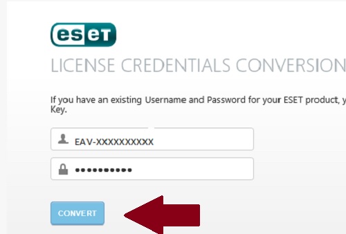 ESET Username and Password, Conversion to License Key