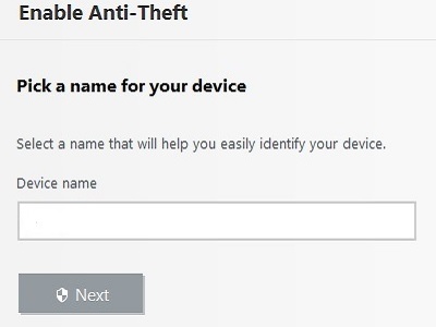 ESET Anti-Theft Name Device, Enable