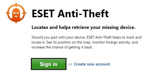 ESET Anti-Theft Sign In