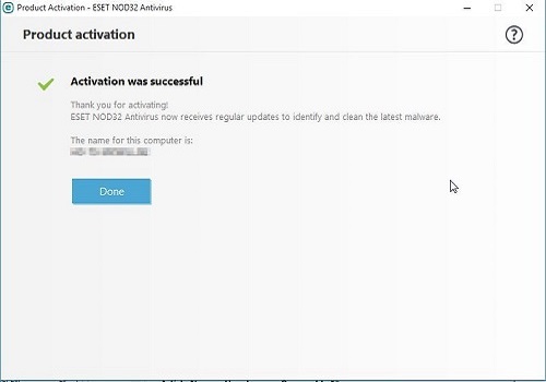 ESET Product Activation Successful