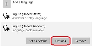 Windows 10 Language Options