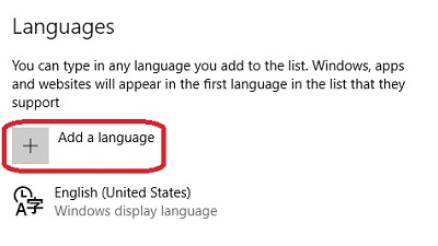 Windows 10 Add a language