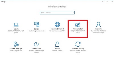 Windows 10 Settings, Personalization