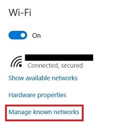 Windows 10 Manage Wi-Fi Settings