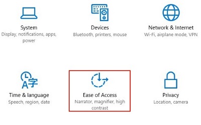 Windows 10 Settings, Ease of Access