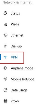 Windows Network Menu, VPN