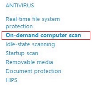 ESET Antivirus, On-demand Computer Scan