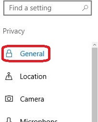 Windows 10 Privacy Settings, General