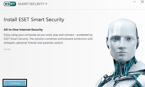Install ESET Smart Security, Continue
