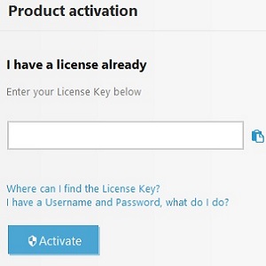 Product activation, enter license key