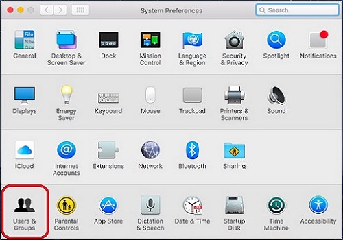System Preferences, Users and Groups