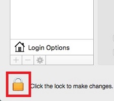 System Preferences, Users & Groups, Lock Icon