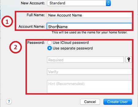 New User, Enter Account Details