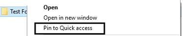 Windows 10 – Pin to quick access highlighted