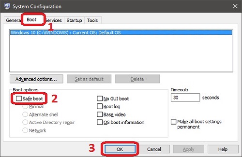 System Configuration, Boot, Safe Boot Unchecked