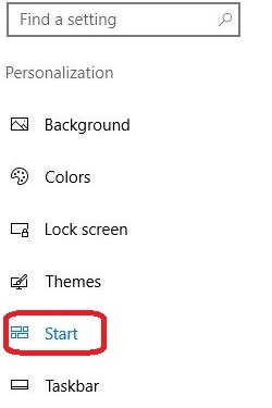 Personalization, Choose which folders on Start